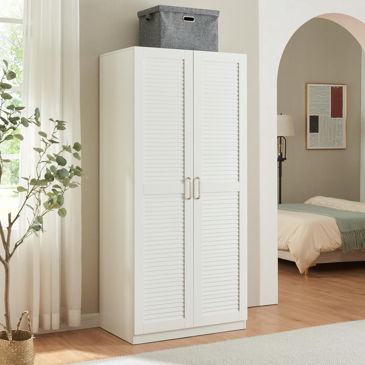 KLEIDERSCHRANK Finning - Weiß, Holzwerkstoff (80/176/52cm) - [en.casa]