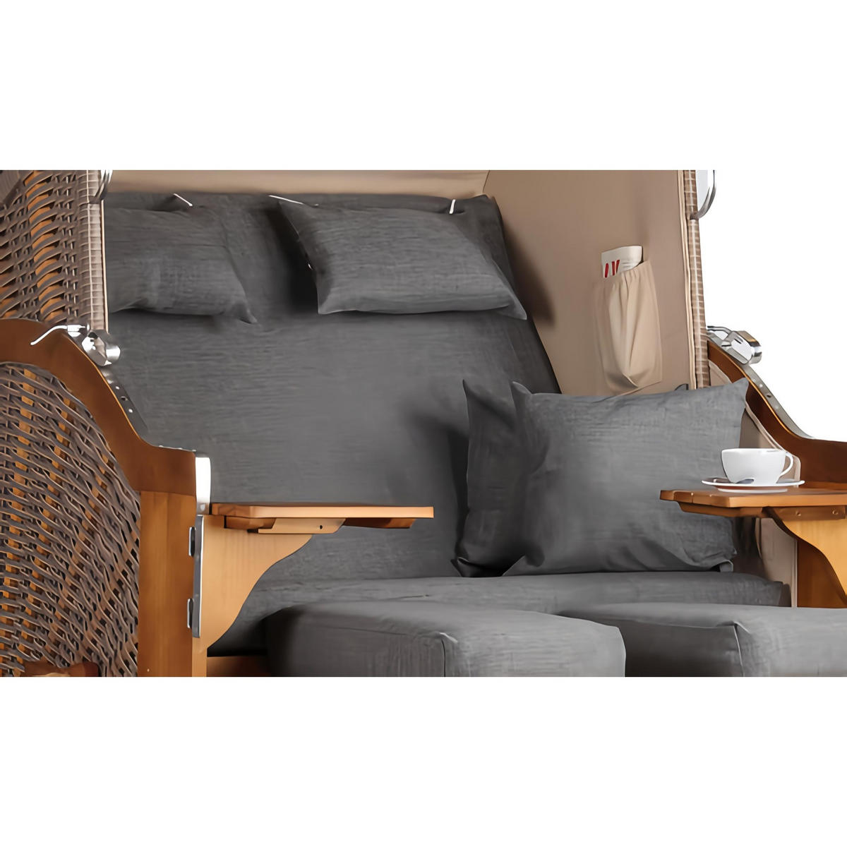 STRANDKORB Schleswig Pinie 2-Sitzer - Braun/Grau, Metall (120/160/80cm) - Mr. Deko