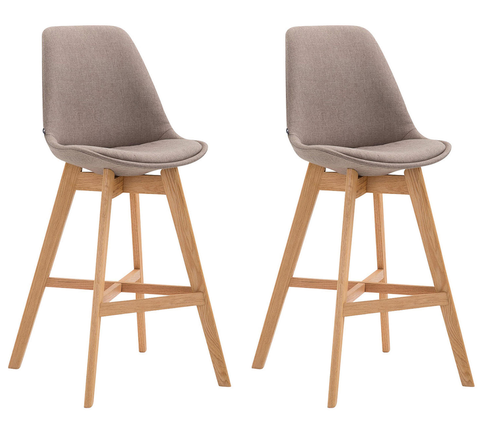 BARHOCKER Canada, 2er Set, Gestell natura, Stoff Taupe - Taupe/Naturfarben, Holz/Textil (48/100/56cm) - TPFLiving