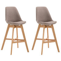 BARHOCKER Canada, 2er Set, Gestell natura, Stoff Taupe - Taupe/Naturfarben, Holz/Textil (48/100/56cm) - TPFLiving