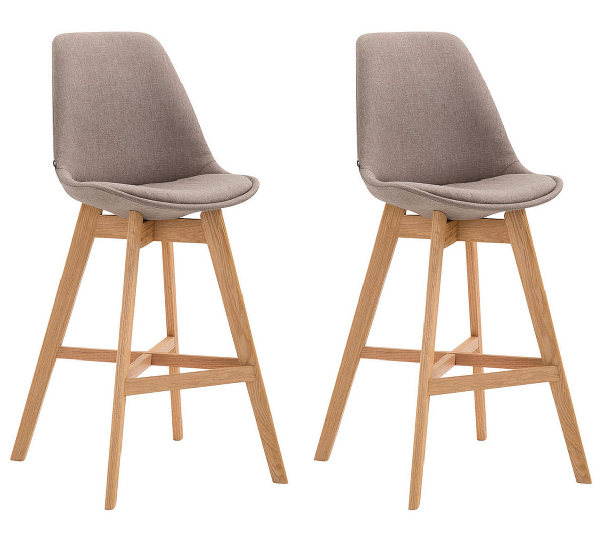 BARHOCKER Canada, 2er Set, Gestell natura, Stoff Taupe - Taupe/Naturfarben, Holz/Textil (48/100/56cm) - TPFLiving