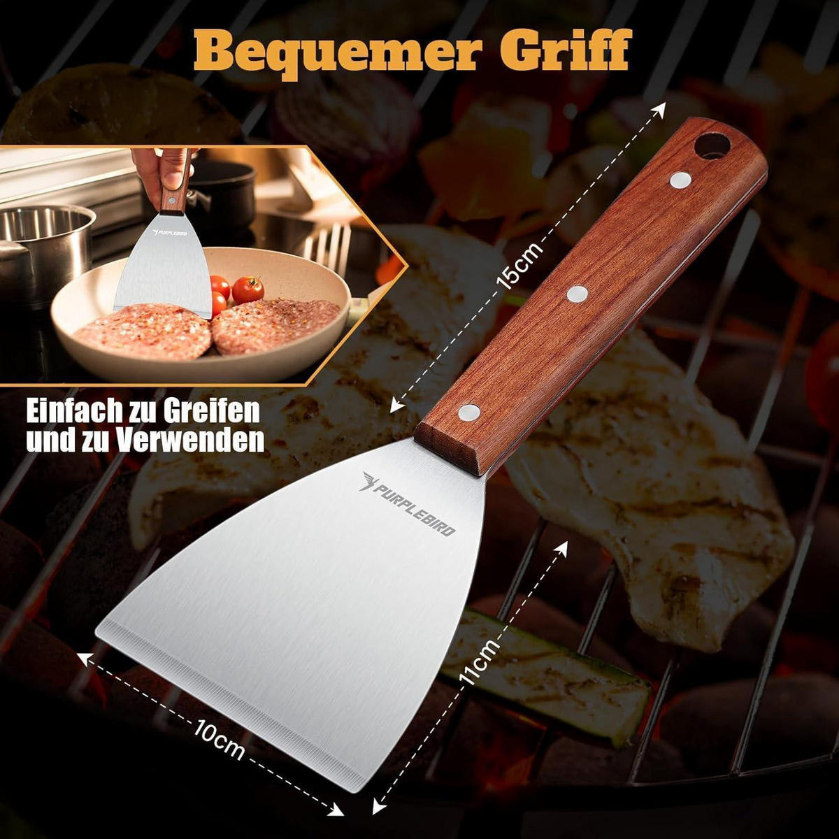 GRILLSPACHTEL Set Edelstahl 2-teilig - Braun, Metall (15.6/4.9/36.6cm)