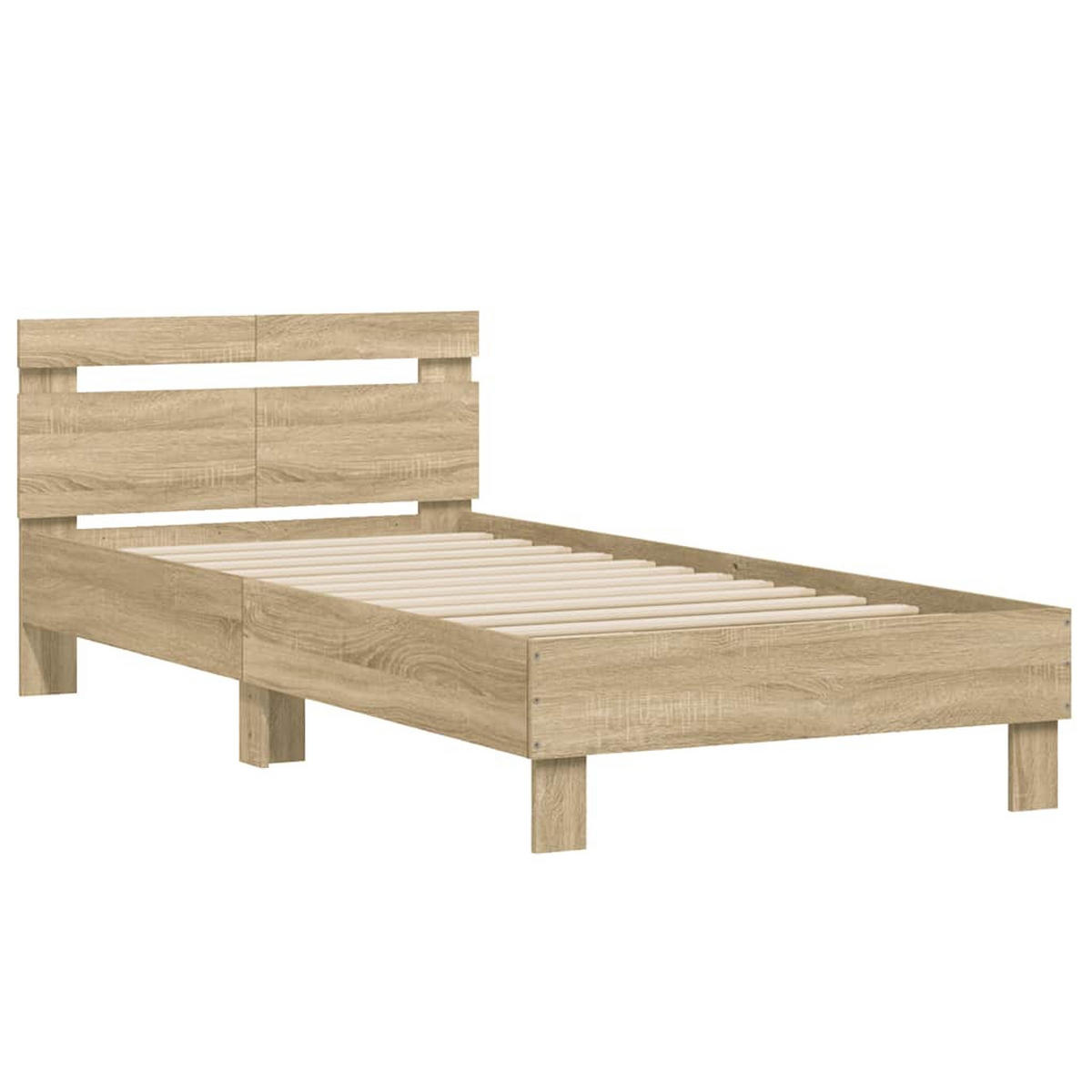 BETT mit Kopfteil, 100/200 cm, aus Holzwerkstoff, in Sonoma-Eiche - Braun, Holz - vidaXL