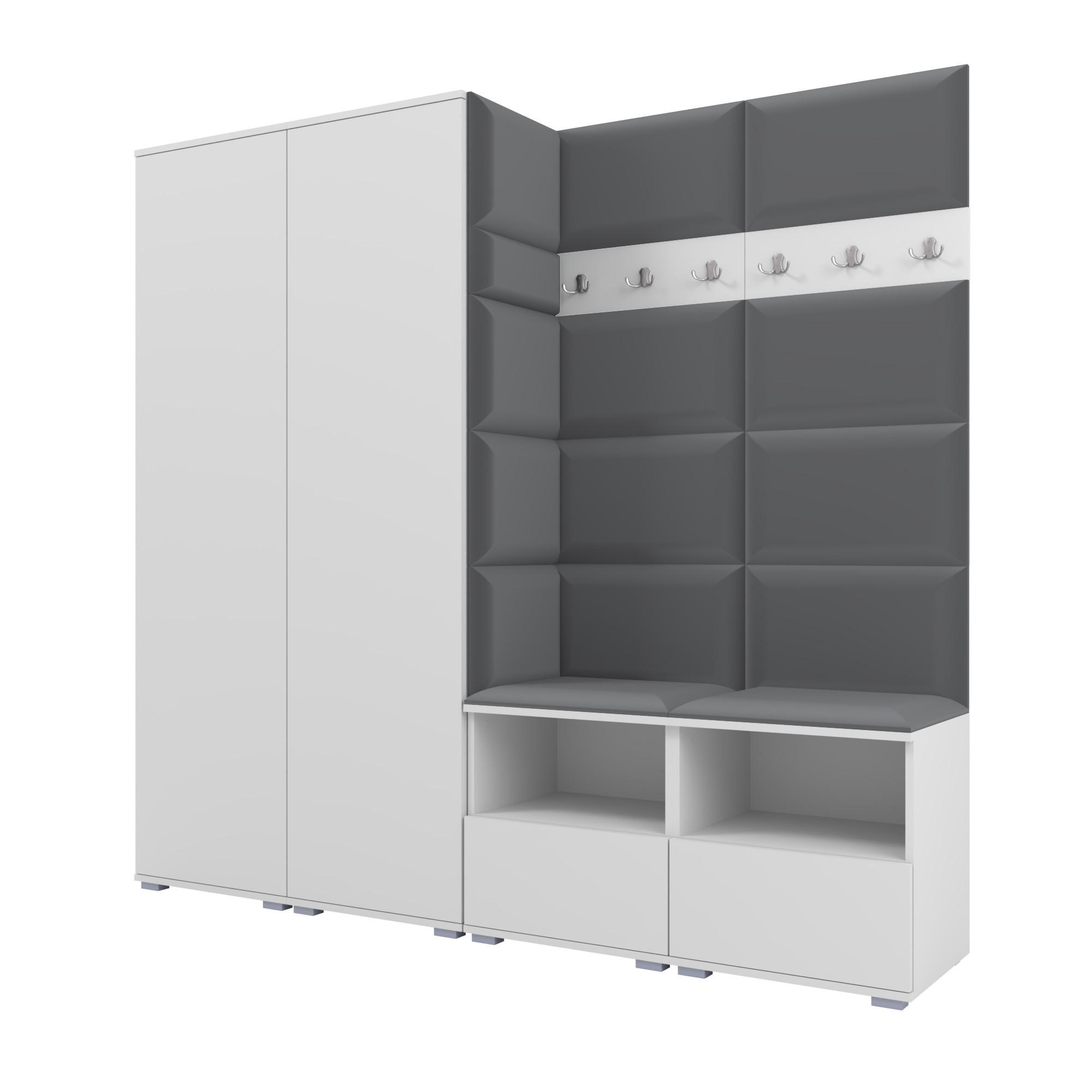 Ravio Garderobe Weiß, Dunkelgrau 200x187x40 cm