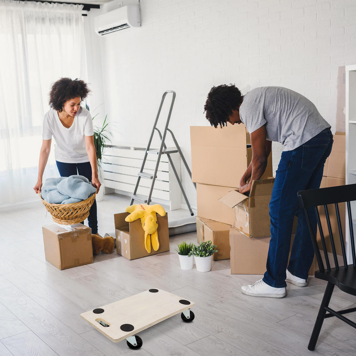 PREPRAVNÝ vozík - svetlohnedá, kompozitné drevo/plast (58/11/30cm) - Relaxdays