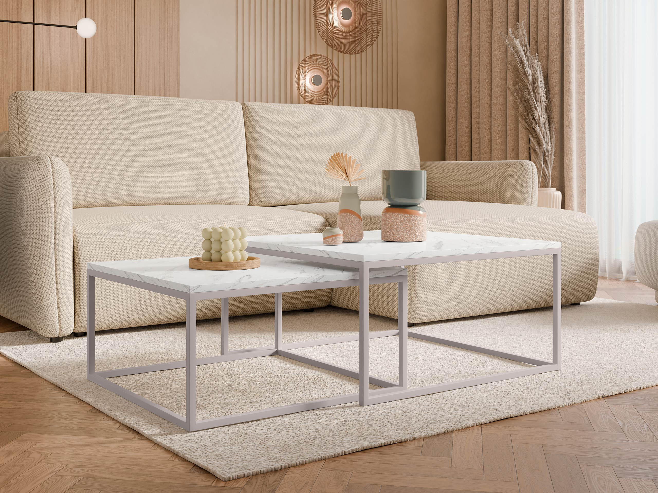 COUCHTISCH-SET Dual Cashmere - Kaschmir/Weiß, Holzwerkstoff/Metall (76/76/39cm) - MIRJAN24