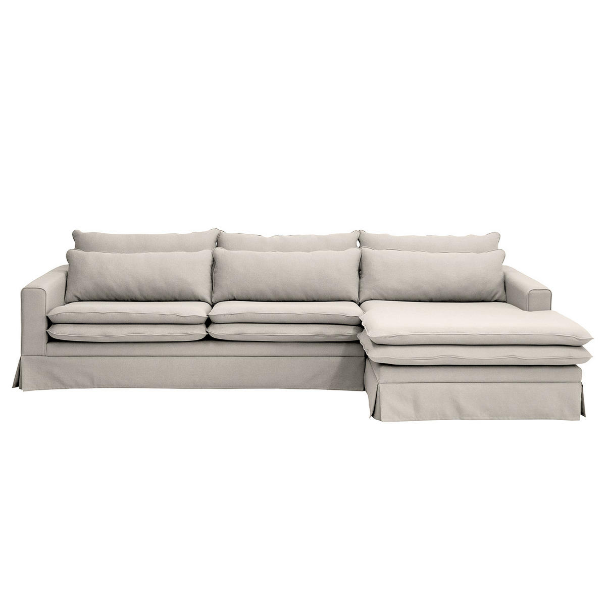 ECKSOFA mit Husse - Longchair, Webstoff - Hellgrau/Schwarz, Kunststoff/Textil (300/175cm) - home24