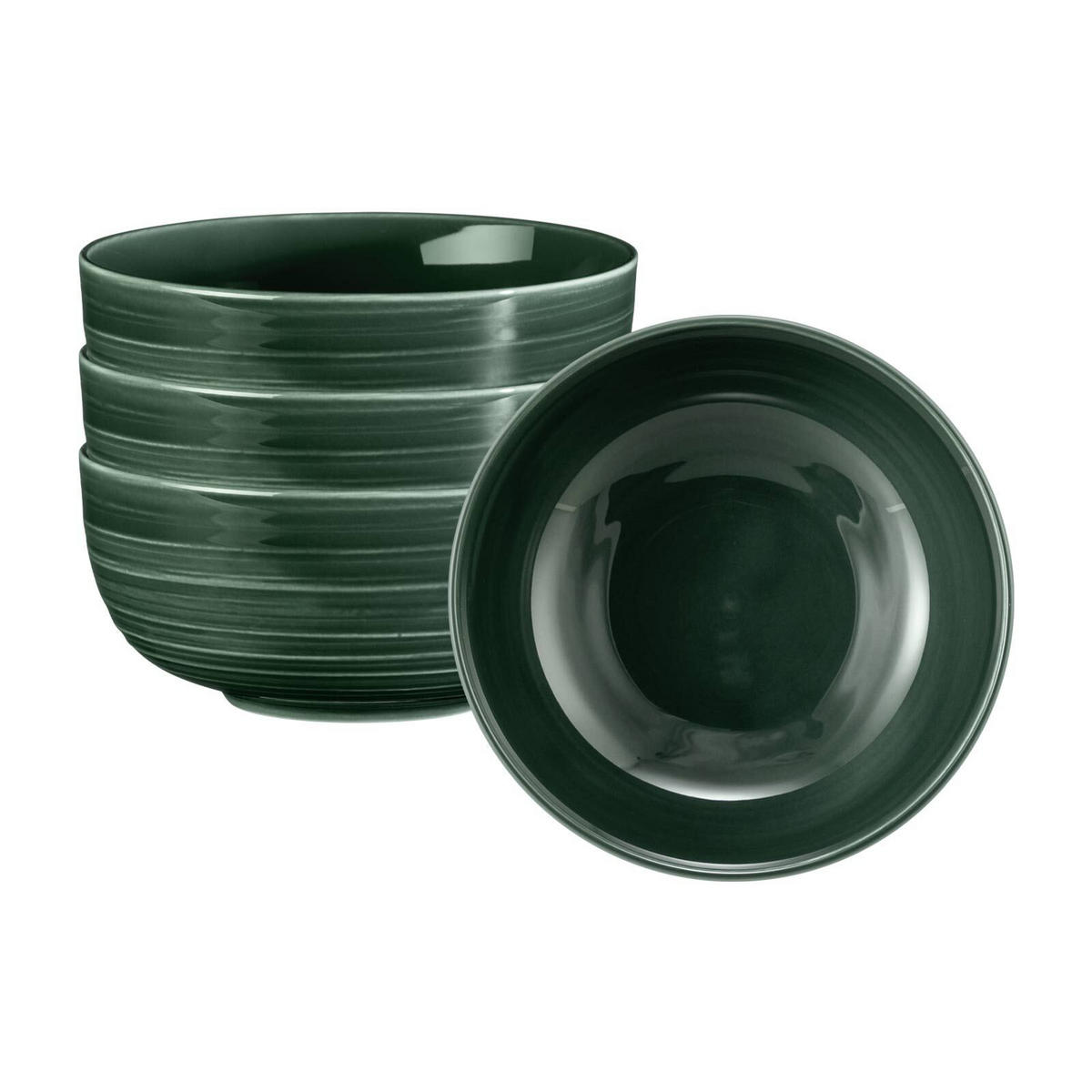 MÜSLISCHALEN Terra Moosgrün ø 15 cm 4er Set - Dunkelgrün, Keramik (15cm) - Seltmann Weiden