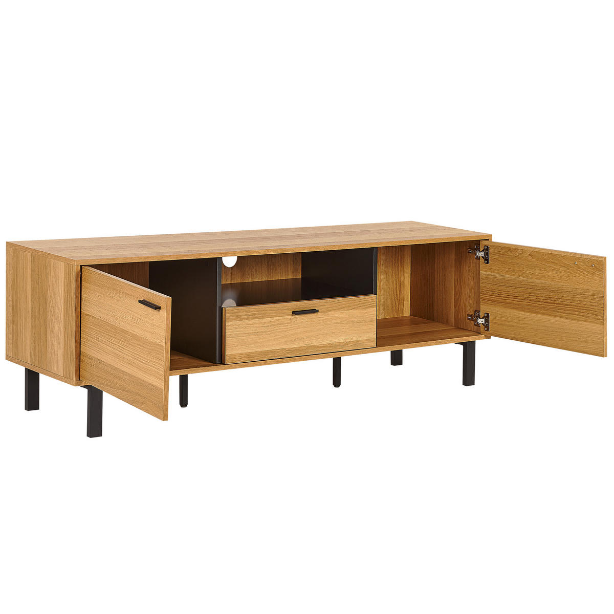 TV-MÖBEL Hellbraun, Schwarz CLAREMONT 40/160/51 cm - Hellbraun, Holzwerkstoff (160/51/40cm) - Beliani