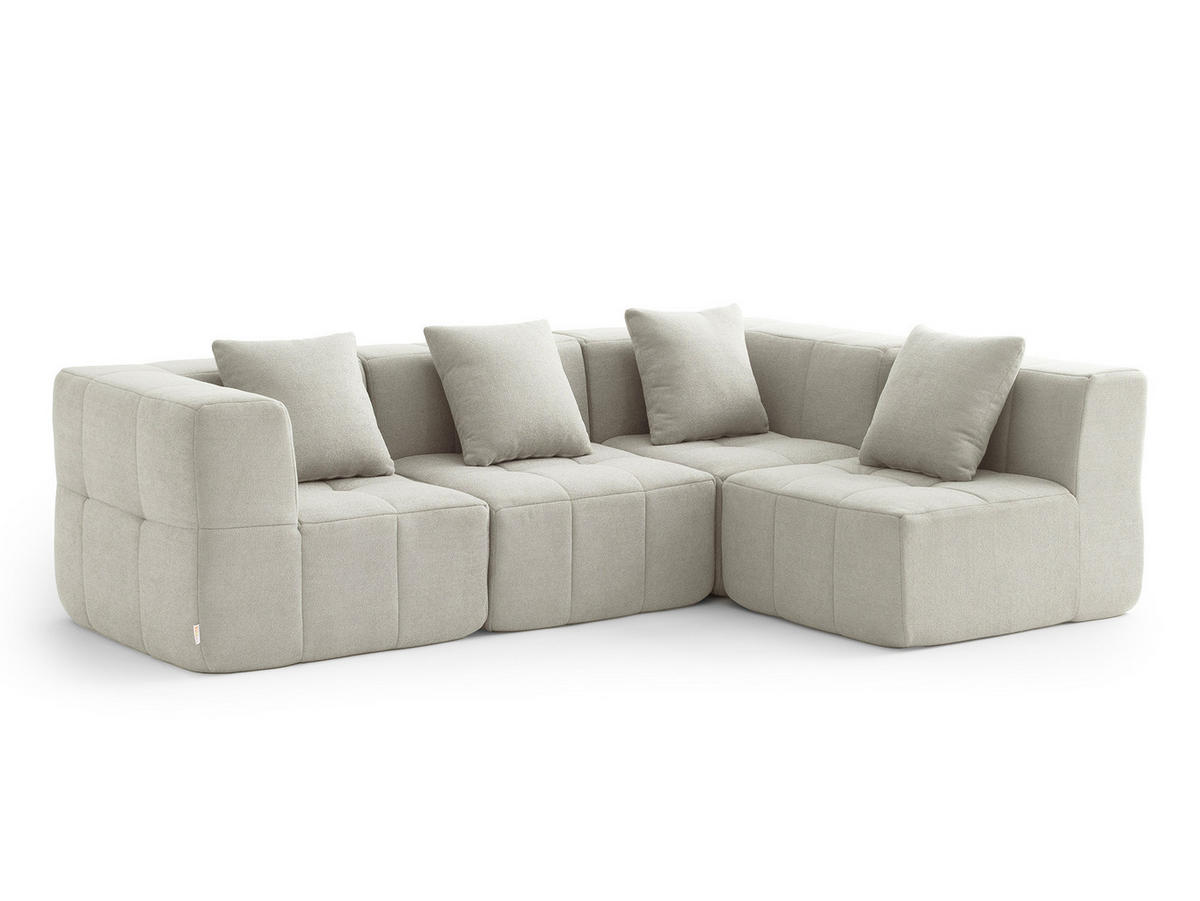 ECKSOFA Bouclé-Stoff Cremebeige - Beige, Textil (260/175cm) - MILYsofa