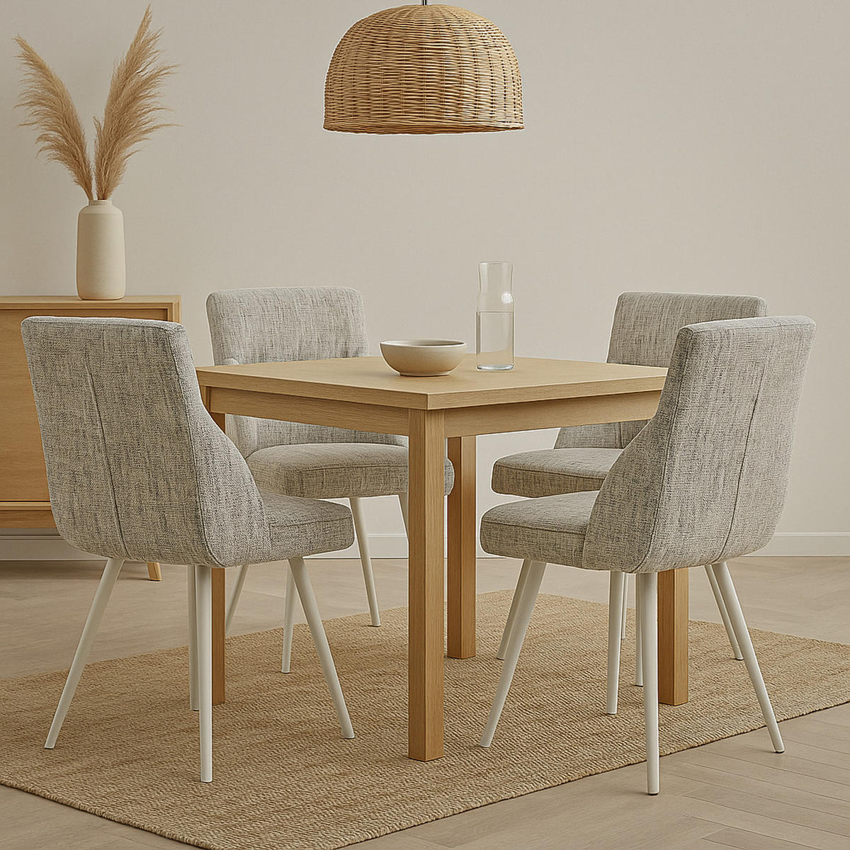 ESSZIMMERSTUHL MELINA 2er-Set - Hellgrau/Weiß, Textil/Metall (49/83/62cm) - DUBI Möbel