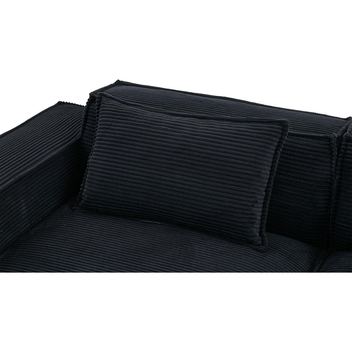 ECKSCHLAFSOFA L-/U-/2-er Sofa mit Schlaffunktion,Modulsofa,Cord,Schwarz - Schwarz, Textil (129/233cm) - LVHOM