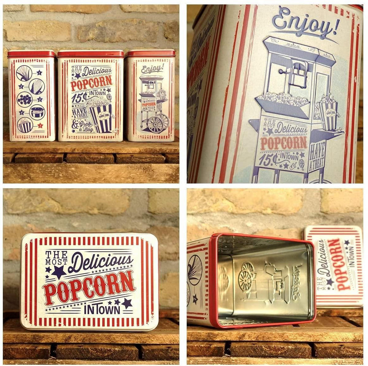VORRATSDOSE L USA Popcorn - Multicolor, Metall (14/20/10cm) - Nostalgic-Art