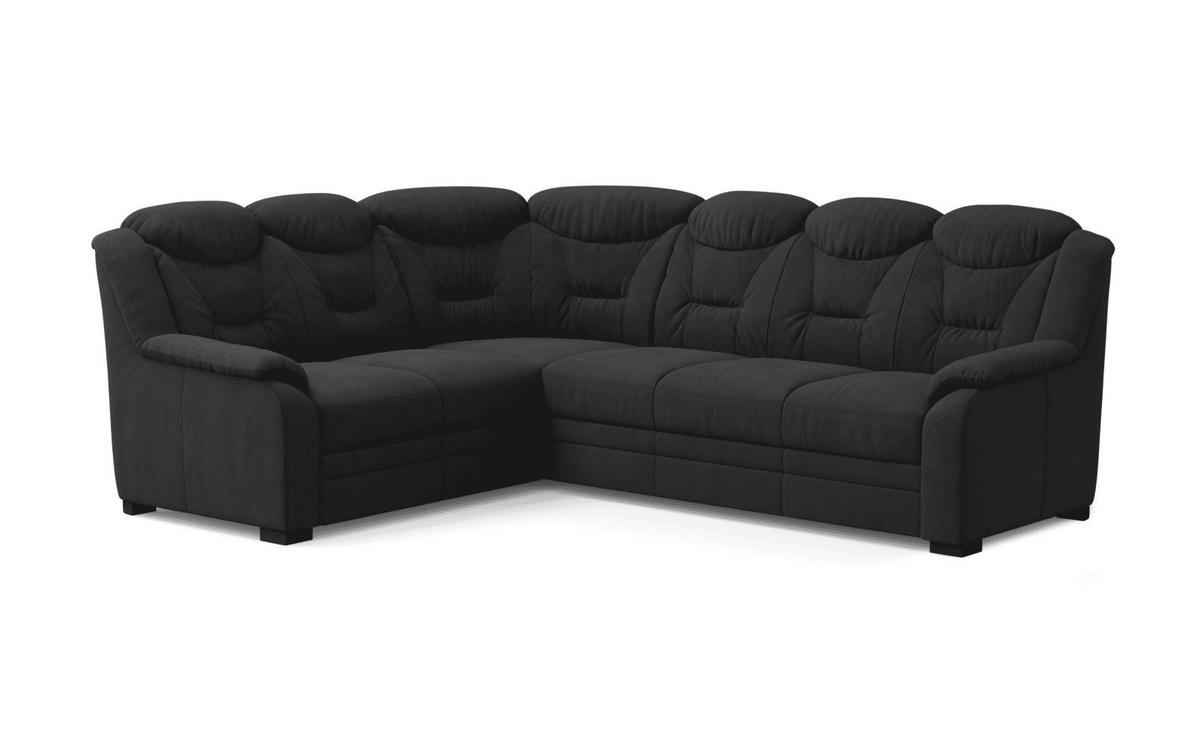 ECKSOFA mit Schlaffunktion und Bettkasten – weiches Chenille-Gewebe - Schwarz Hochglanz/Anthrazit, Holz/Kunststoff (263/211cm) - Cotta