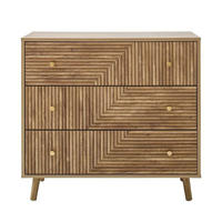 KOMMODE mit 3 Schubladen und Lamellenfronten - Eden 80/40/75 cm - Eschefarben, Holzwerkstoff (40/75/48cm) - Calicosy