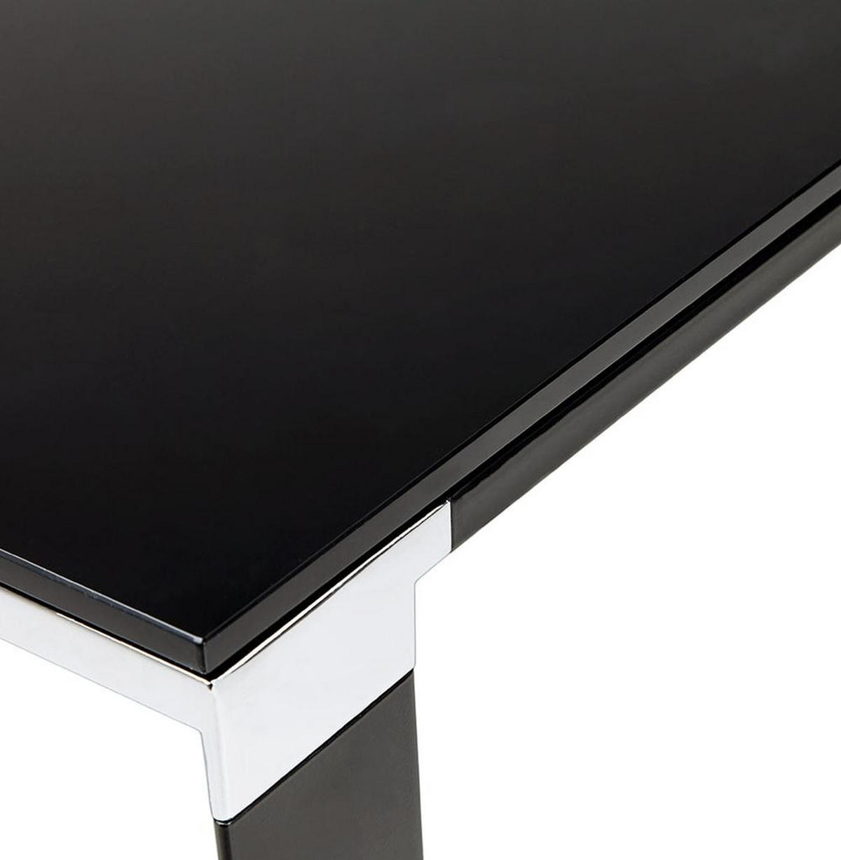 SCHREIBTISCH Glas Chromakzente Für Besprechungsraum KERIX, Schwarz 200x100x74 cm - Schwarz, Glas/Metall (100/200/74cm) - KADIMA DESIGN