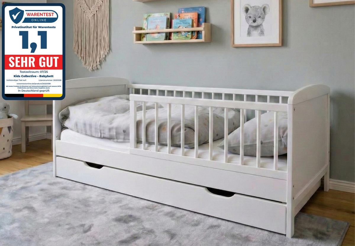 KINDERBETT 140x70 cm mit Matratze & Schublade in weiß - Weiß, Holz (70/140cm) - Kids Collective