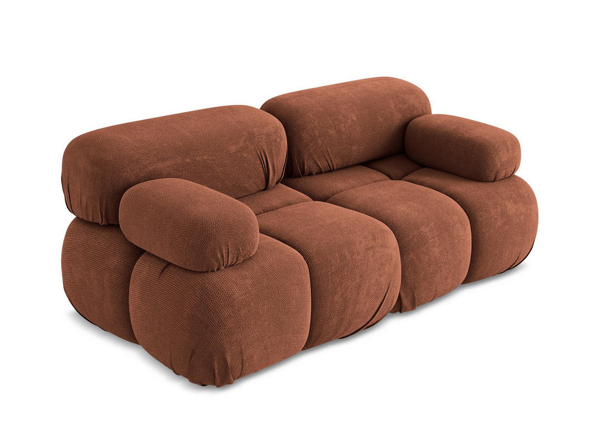 2-SITZER-SOFA Chenille Stoff Orange - Terra cotta/Schwarz, Kunststoff/Textil (190/70/96cm) - Makamii