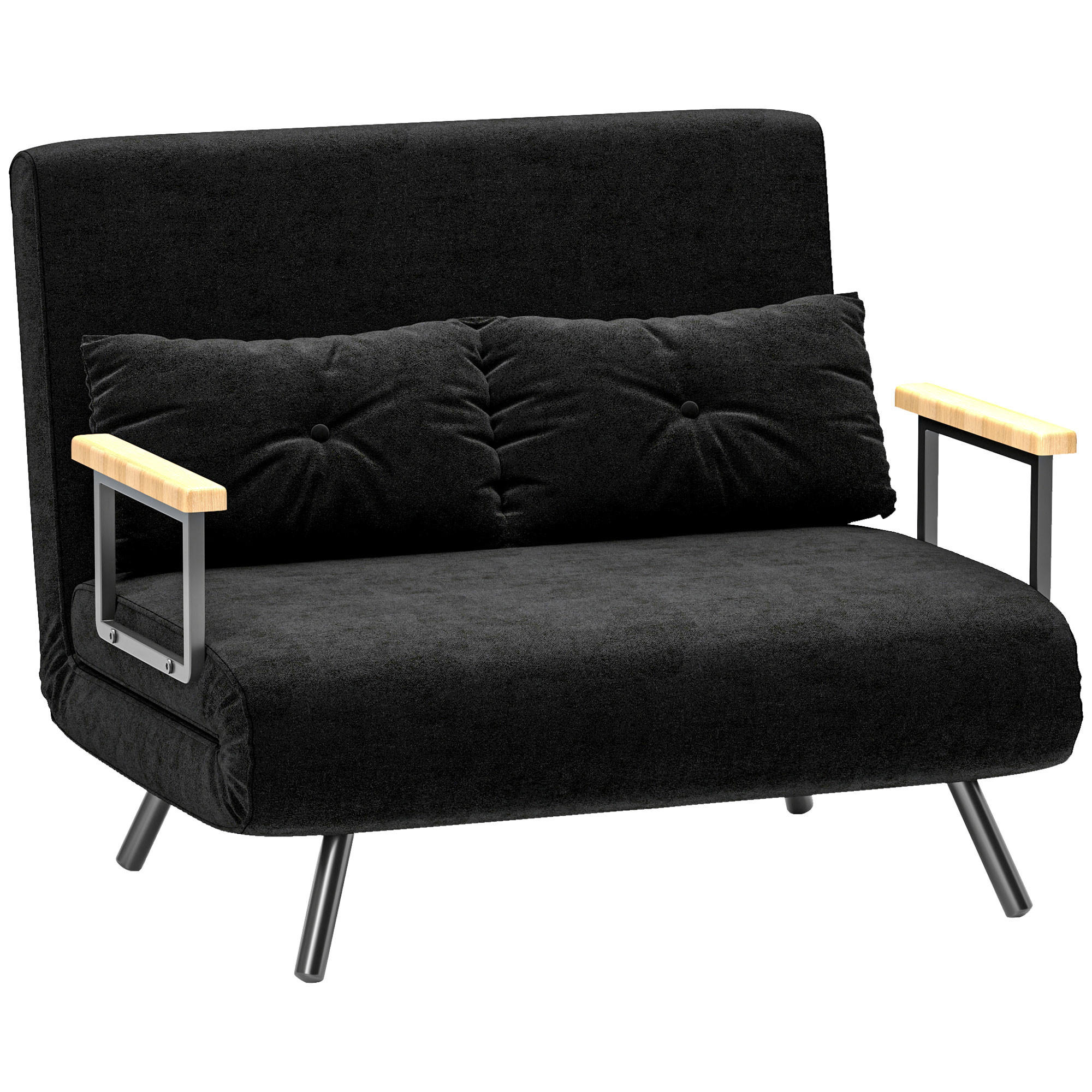 SCHLAFSOFA 2er-Sitz DE-14626 4-in-1 mit 5-fach verstellbarer Rückenlehne Schwarz - Schwarz, Textil (102/81/73cm) - ComfortXL