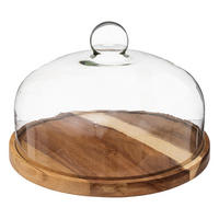 DEKOTABLETT mit Glasglocke Akazienholz Ø 28 cm, 19 cm - Braun, Glas (28/19/28cm) - Secret de Gourmet