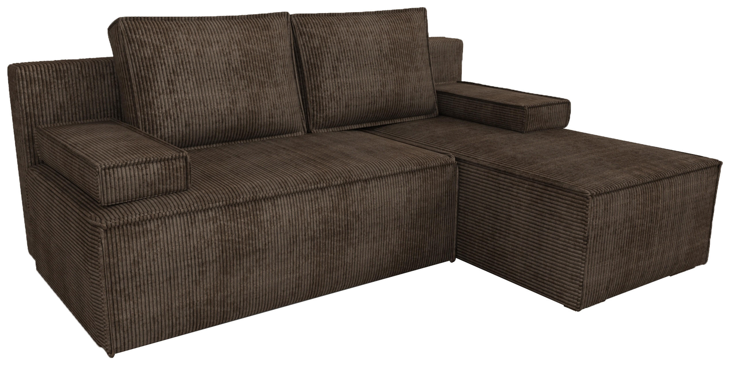 ECKSOFA Caspar mit Schlaffunktion Braun Cord - Braun, Textil (200/141cm) - Bromarkt