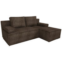 ECKSOFA Caspar mit Schlaffunktion Braun Cord - Braun, Textil (200/141cm) - Bromarkt