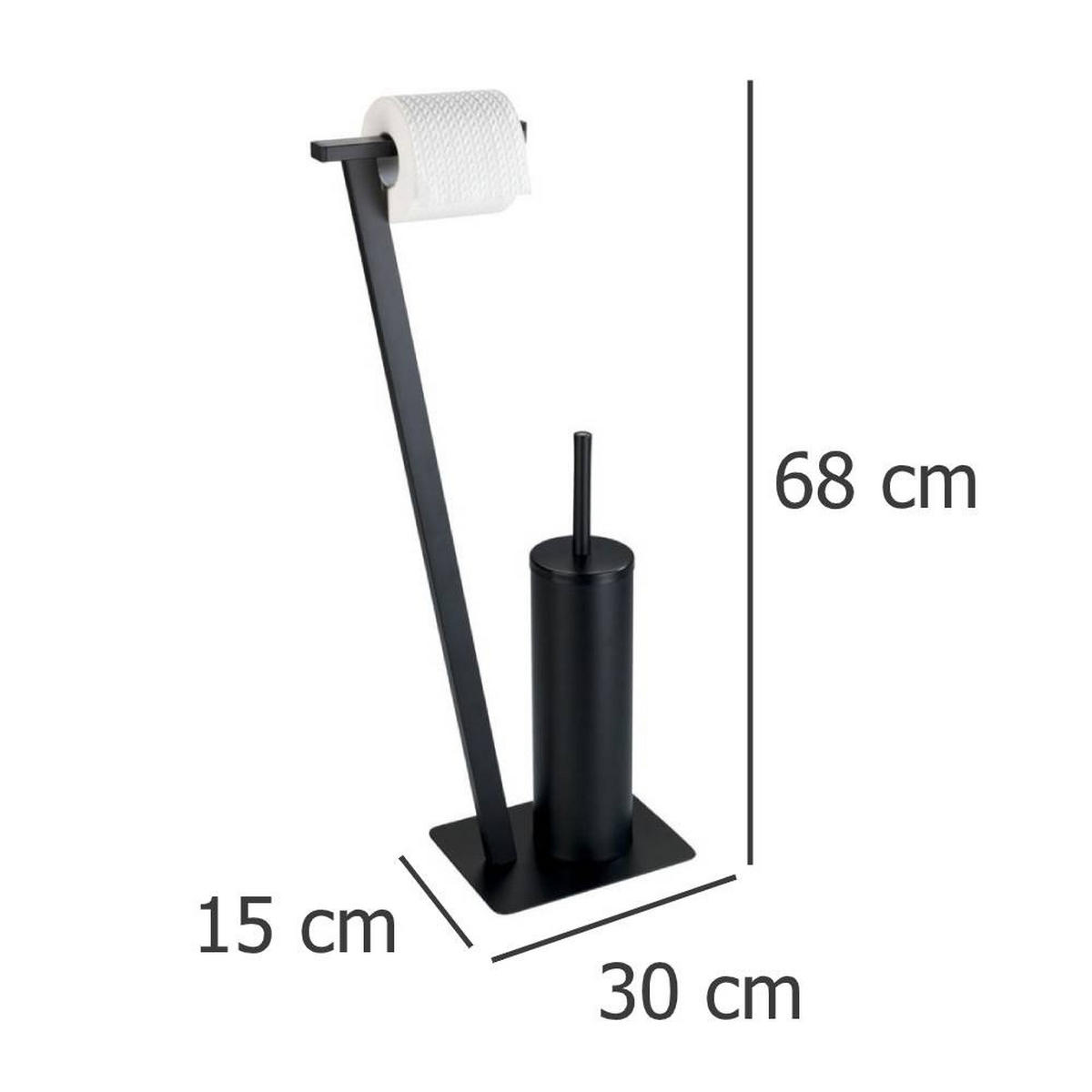 TOILETTENPAPIERSTÄNDER mit WC-Bürste Lirio 30/15/68 cm - Schwarz, Metall (15/68/30cm) - Wenko