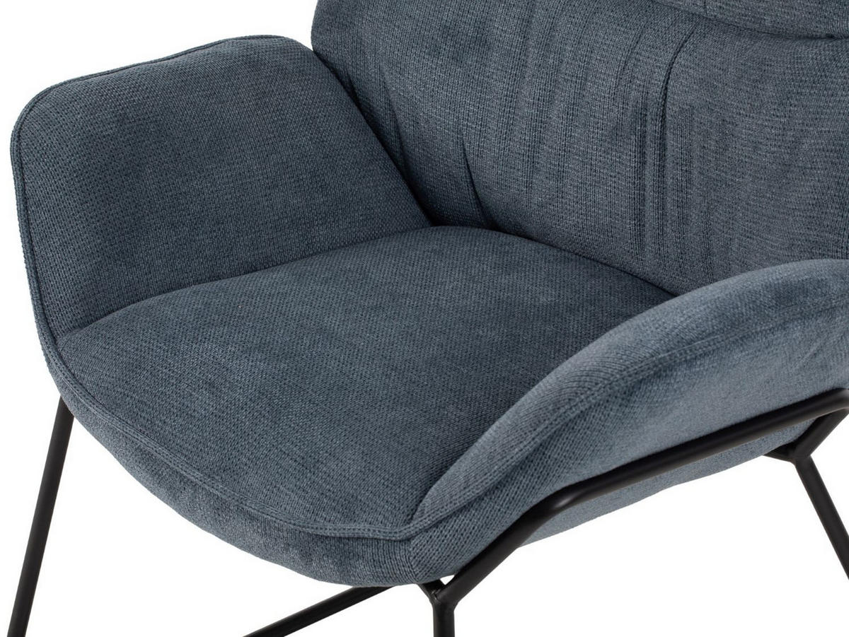 SESSEL Aliano - 4er Set - blau - Blau/Schwarz, Textil/Metall (67/76/73cm) - bene living