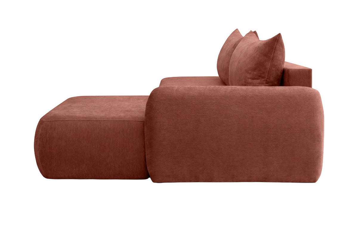 ECKSOFA Mit Schlaffunktion Und Bettkasten, Velvet-Stoff Vena, Kupfer, Rechts, HELA I - Kupferfarben, Holz (302/184cm) - Kaiser Möbel