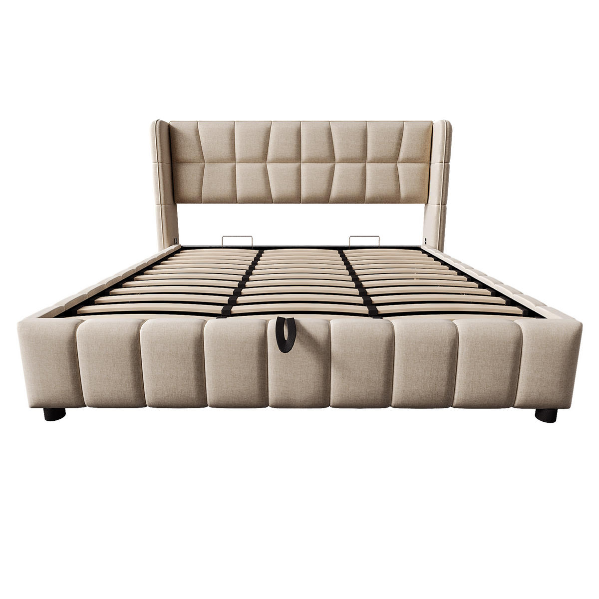 POLSTERBETT 180/200 cm in Beige Leinen mit Bettkasten - Beige, Holzwerkstoff/Textil (180/200cm) - WISHDOR