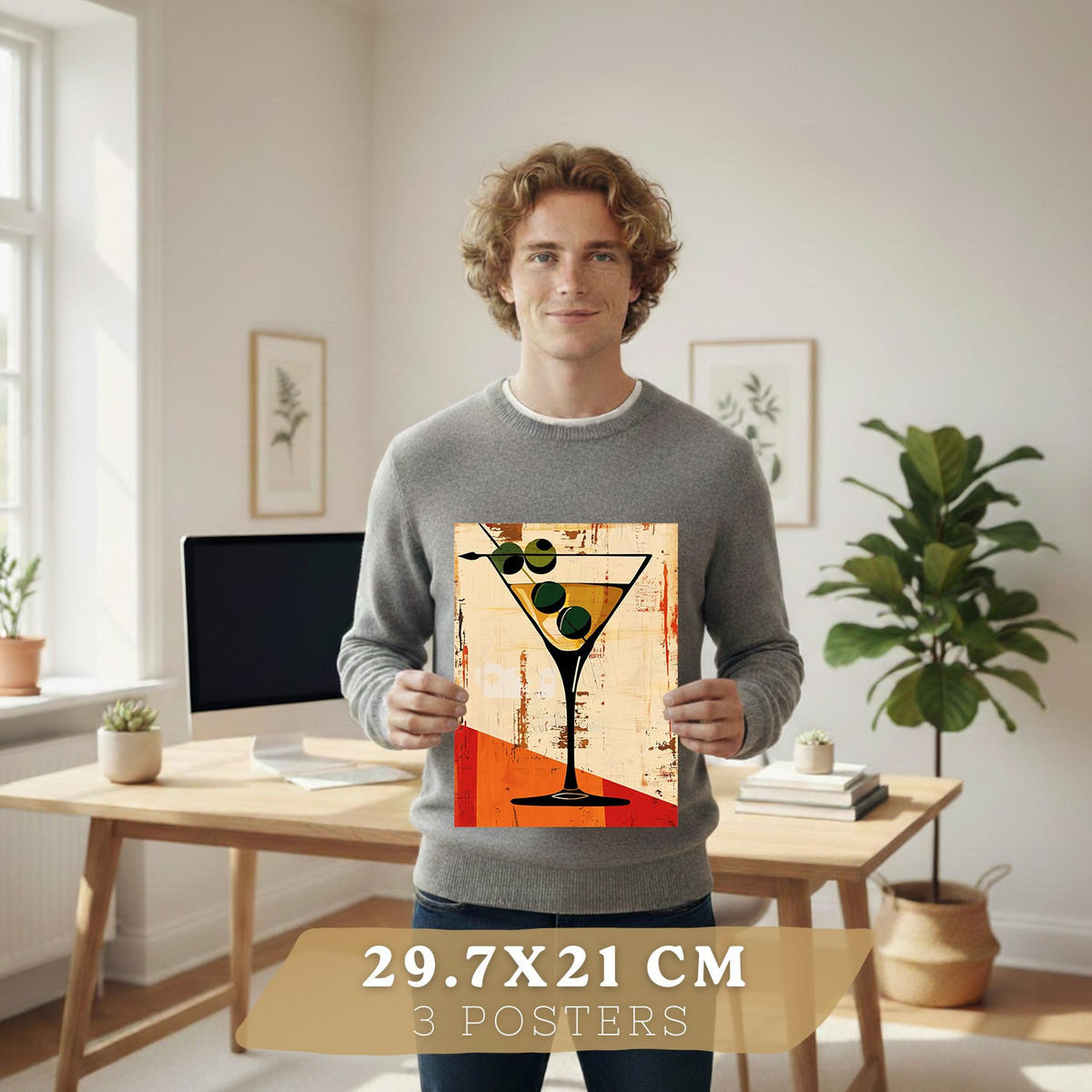 PLAKAT Sada 3 Retro 3 A3 bez rámu - čirá, papír (29.7/1/42cm) - Nacnic