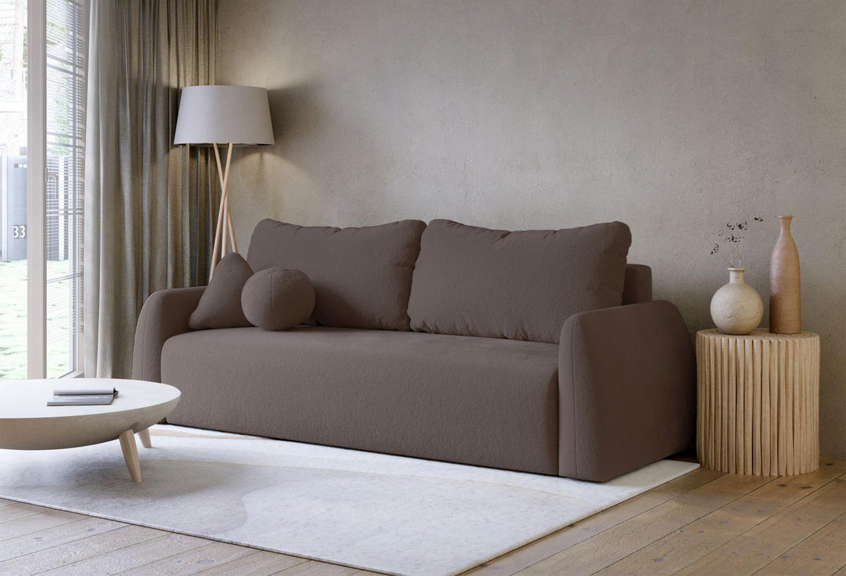 3-SITZER SOFA Nubelle Braun Chenille-Bezug - Schwarz/Braun, Kunststoff/Textil (244/85/93cm) - Selsey