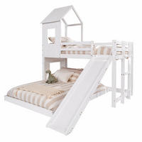 ETAGENBETT 90/200 cm & 140/200 cm in Weiß Kinderbett mit Rutsche und Treppe Hausbett aus Kiefer und MDF - Weiß, Holzwerkstoff (140/200cm) - STILVORA
