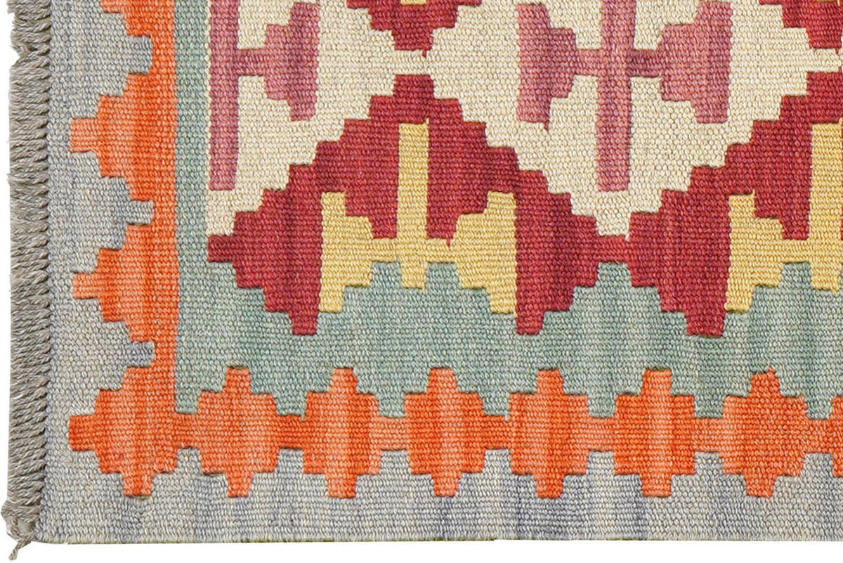 HANDWEBTEPPICH Kelim Gashgai Rot 194/56 cm Schurwolle - Rot, Textil (56/194cm) - Looma