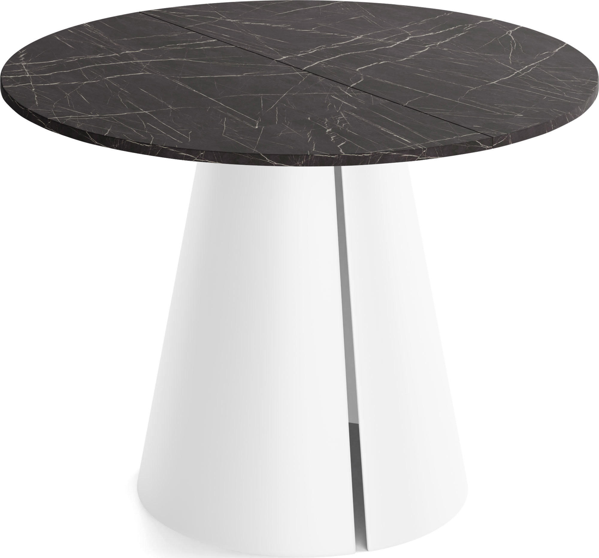 ESSTISCH Lamio runder ausziehbarer, Marmor Schwarz 120-200/120/76 cm - Anthrazit/Schwarz, Holzwerkstoff/Metall (120/196/76cm) - WFL GROUP