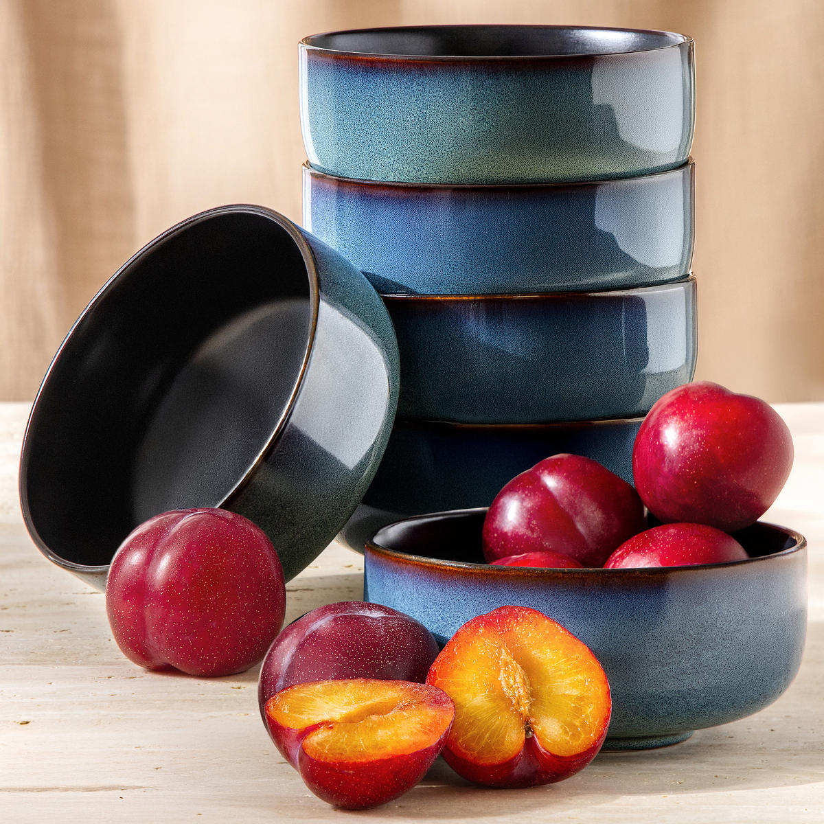 SCHÜSSEL-SET SUPPENSCHALEN BALI 6-tlg - Blau, Keramik (15cm) - Ritzenhoff Breker