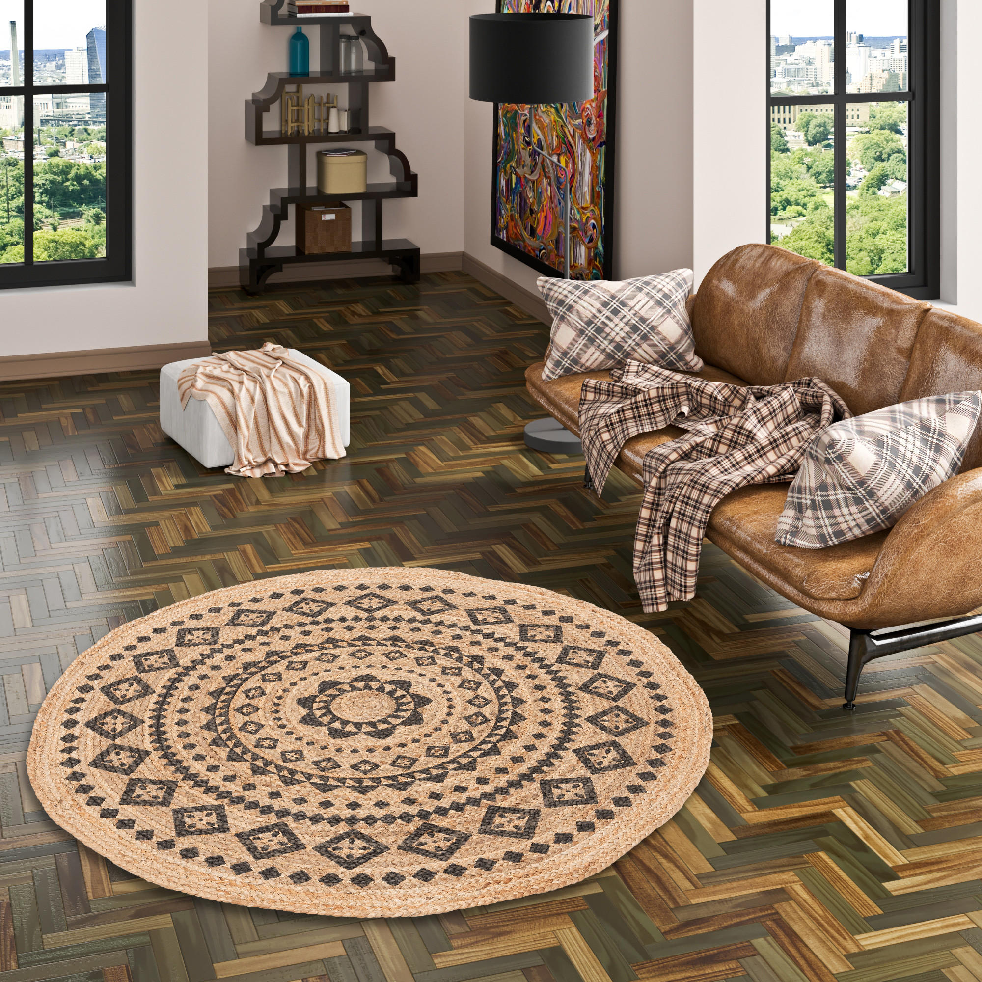 HANDGEFERTIGT JUTE TEPPICH NELE ETHNO RUND - Beige, Textil (80/80cm) - Pergamon