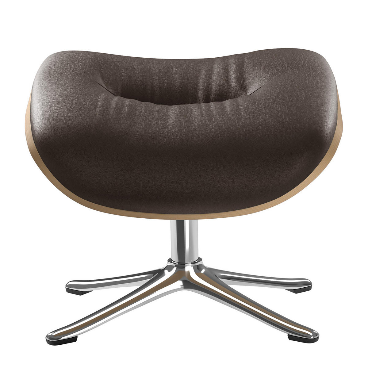 POLSTERHOCKER - Chromfarben/Dunkelbraun, Leder/Metall (44/39/42cm) - home24