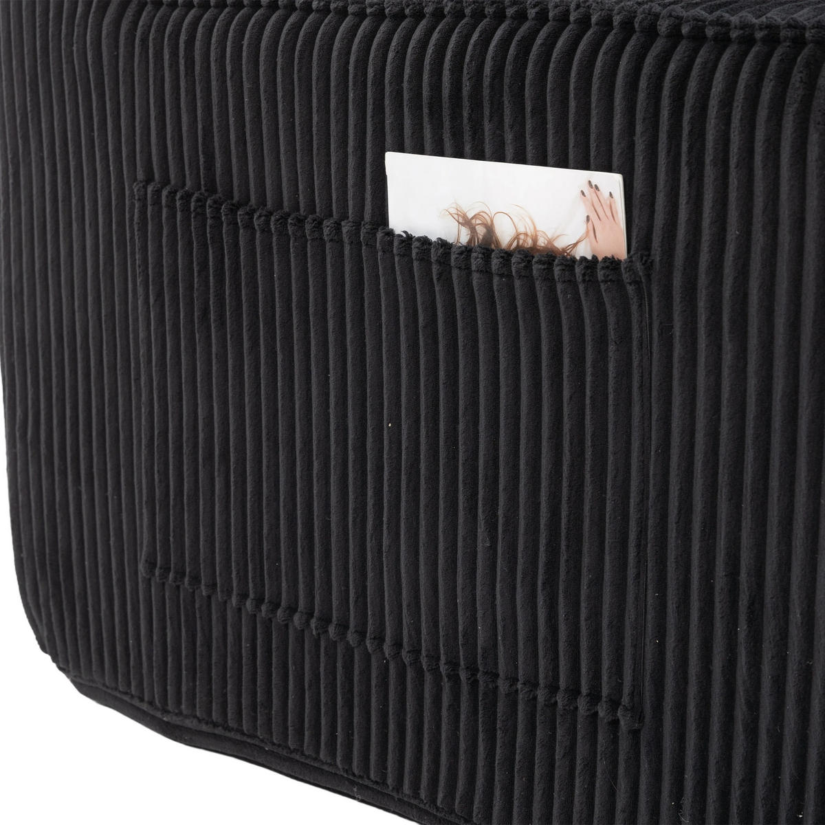 2-SITZER-SOFA DE-33774 Federkern mit Seitentaschen Schwarz - Schwarz, Metall (191/85/94cm) - ComfortXL