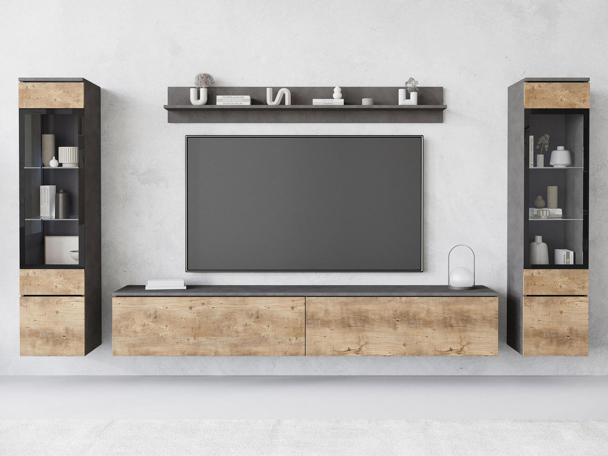 WOHNWAND Vera II - Braun/Grau, Holzwerkstoff (30/130/33cm) - MIRJAN24