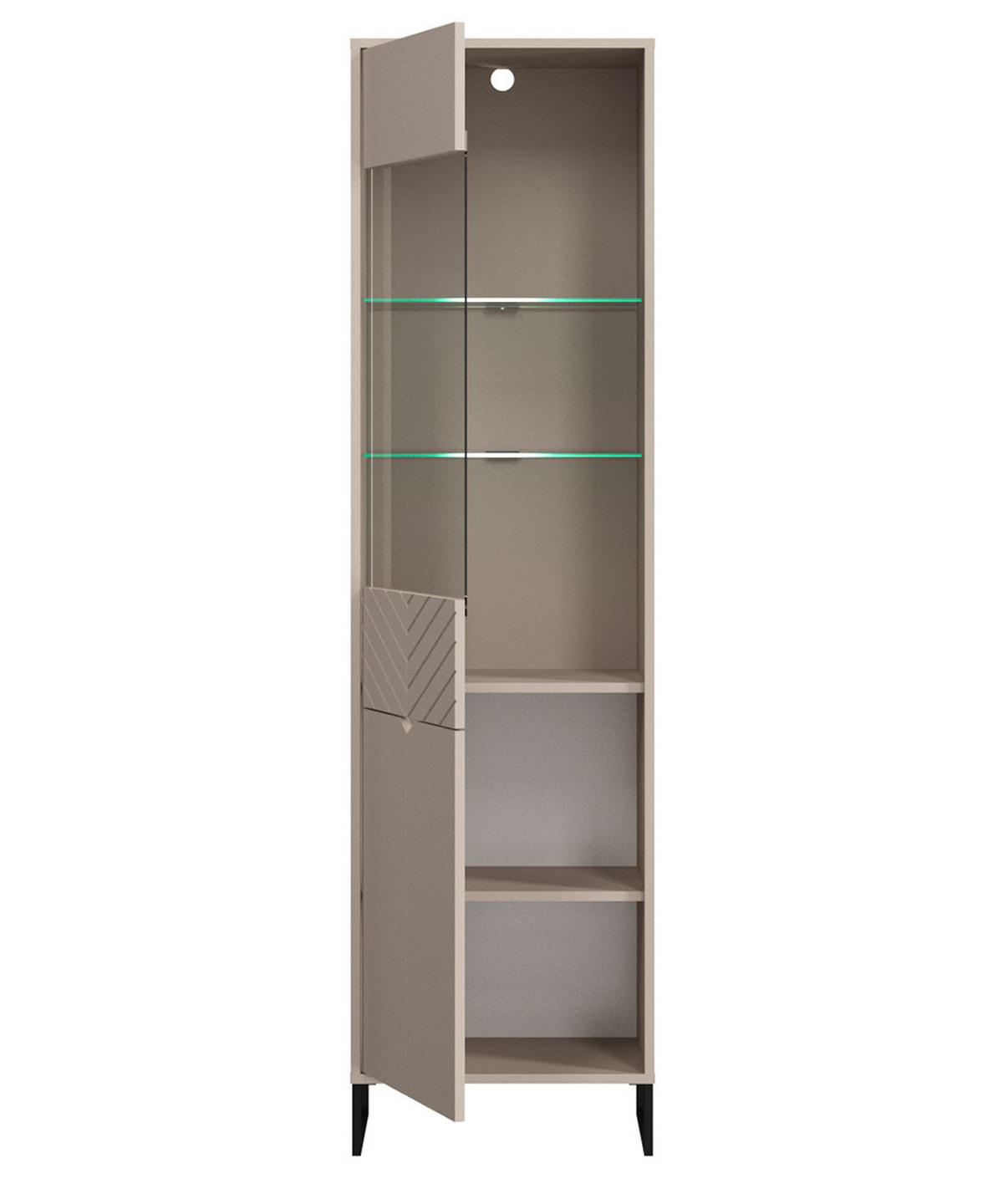 VITRINE Caseres Kaschmir | schwarz 50 / 38 / 184cm - Kaschmir/Schwarz, Holz/Holzwerkstoff (50/184/38cm) - Feldmann-Wohnen
