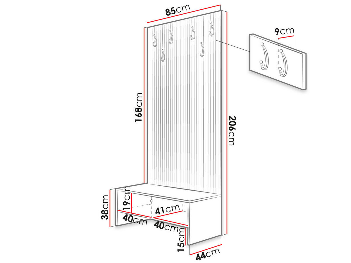 GARDEROBE Balma VII - Braun, Holzwerkstoff (85/206/44cm) - MIRJAN24