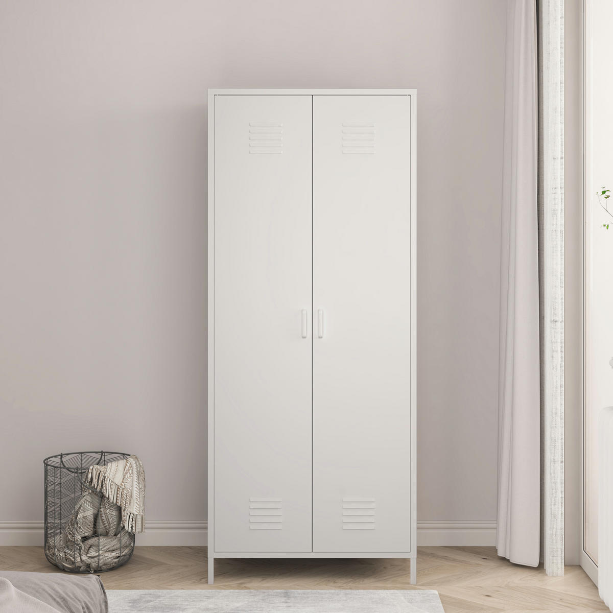 KLEIDERSCHRANK Seinäjoki - Weiß, Metall (76/180/50cm) - [en.casa]