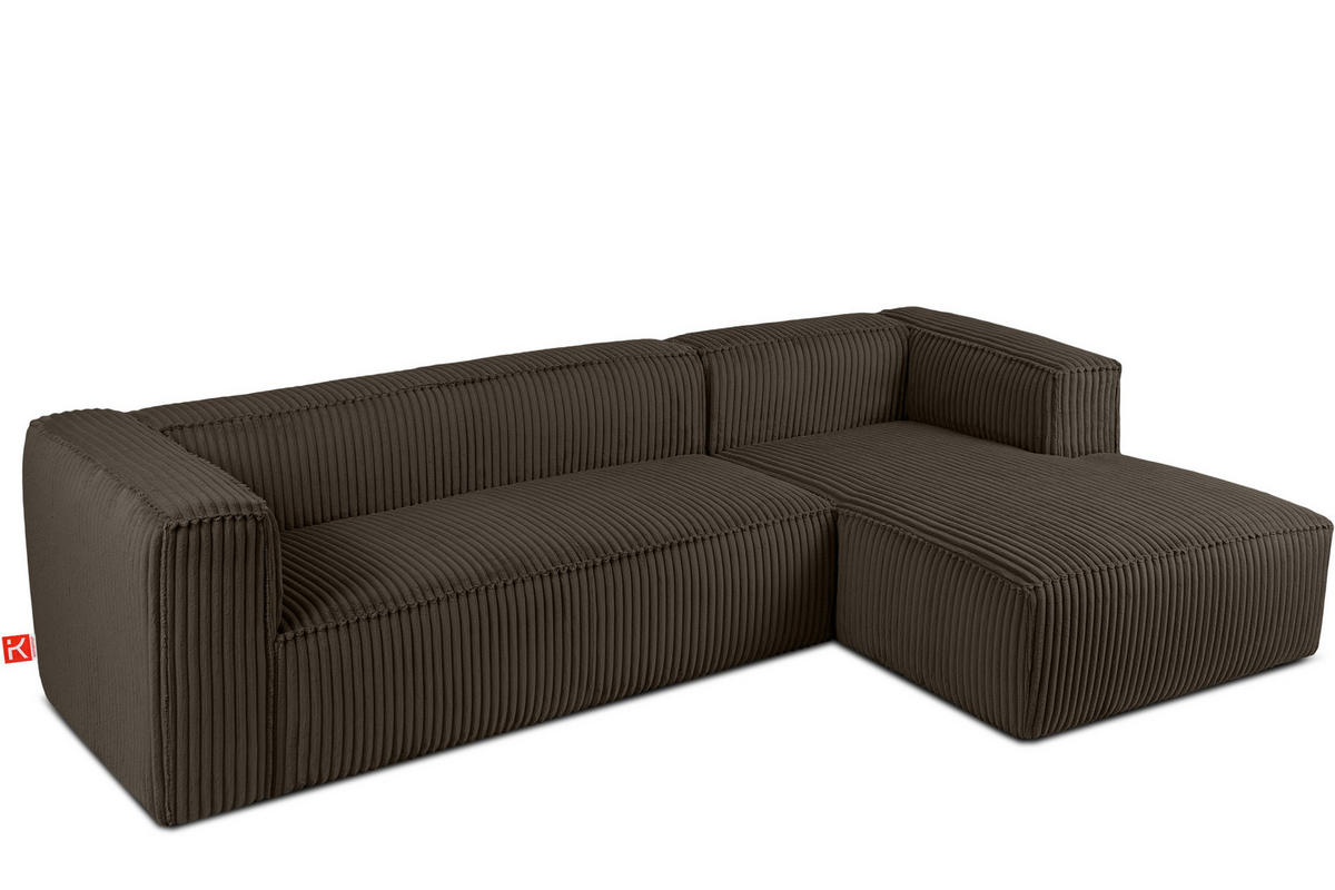 ECKSOFA-RECHTS FEROX Modern, Cord-Stoff, braun - Braun, Textil (305/175cm) - KONSIMO®