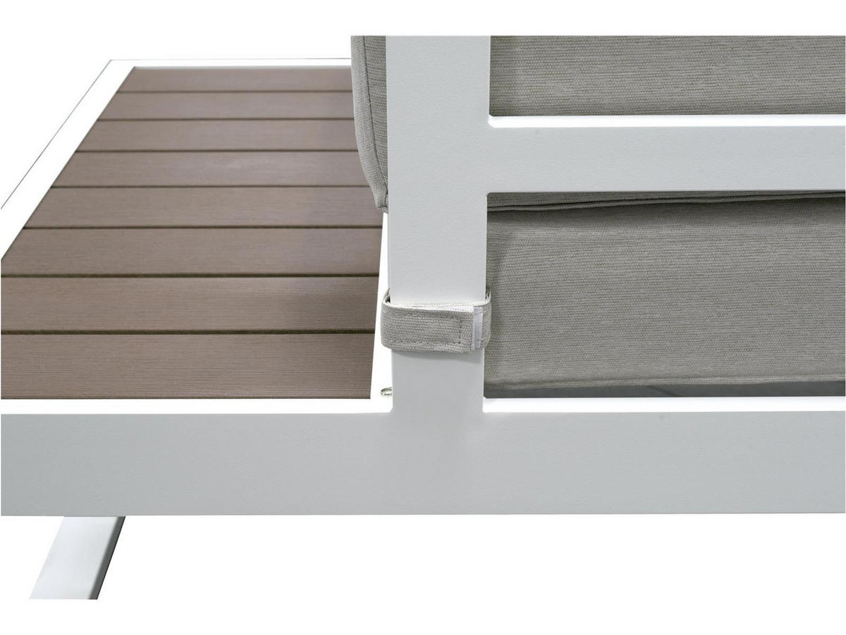 LOUNGE-SET Lima Weiß 5-Sitzer Aluminium mit Couchtisch in Holzoptik - Weiß, Kunststoff - bellavista - Home & Garden