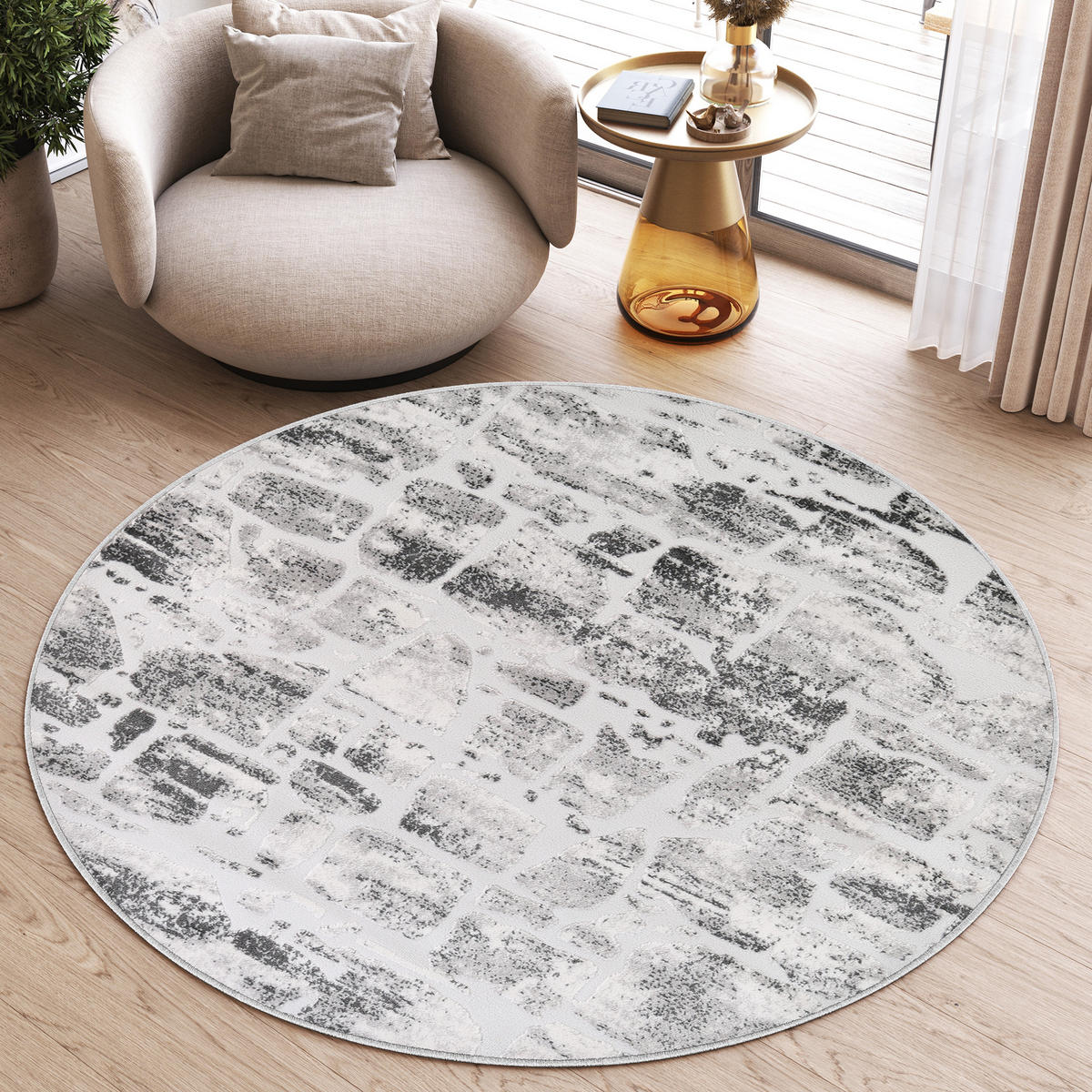 TEPPICH SKY Hellgrau 160/160 cm - Hellgrau, Textil (160/160cm) - Tapiso