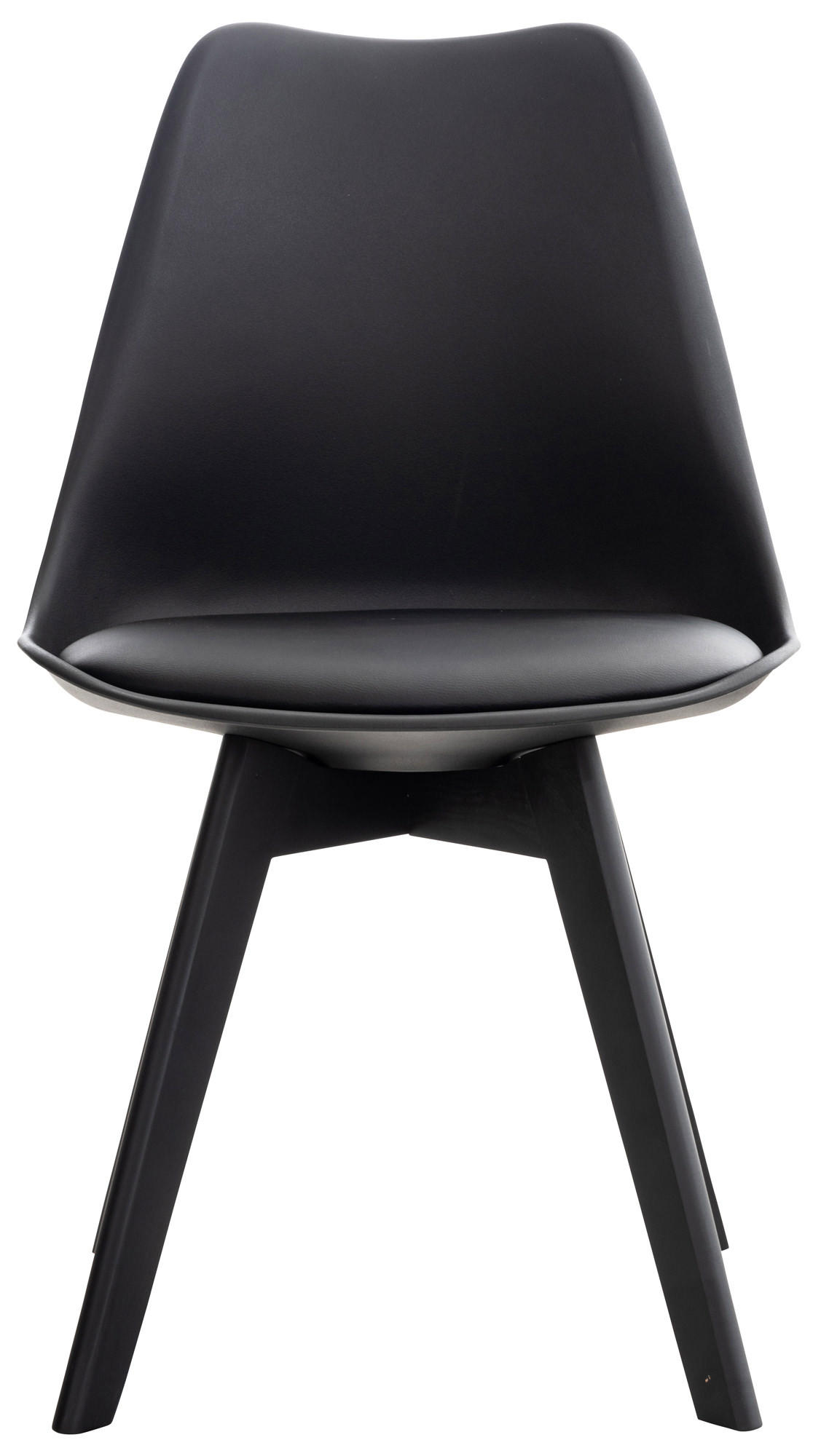 STUHL 4er Set Kunststoff schwarz/schwarz - Eukalyptusholzfarben/Schwarz, Holz/Kunststoff (49/83/50cm) - CLP
