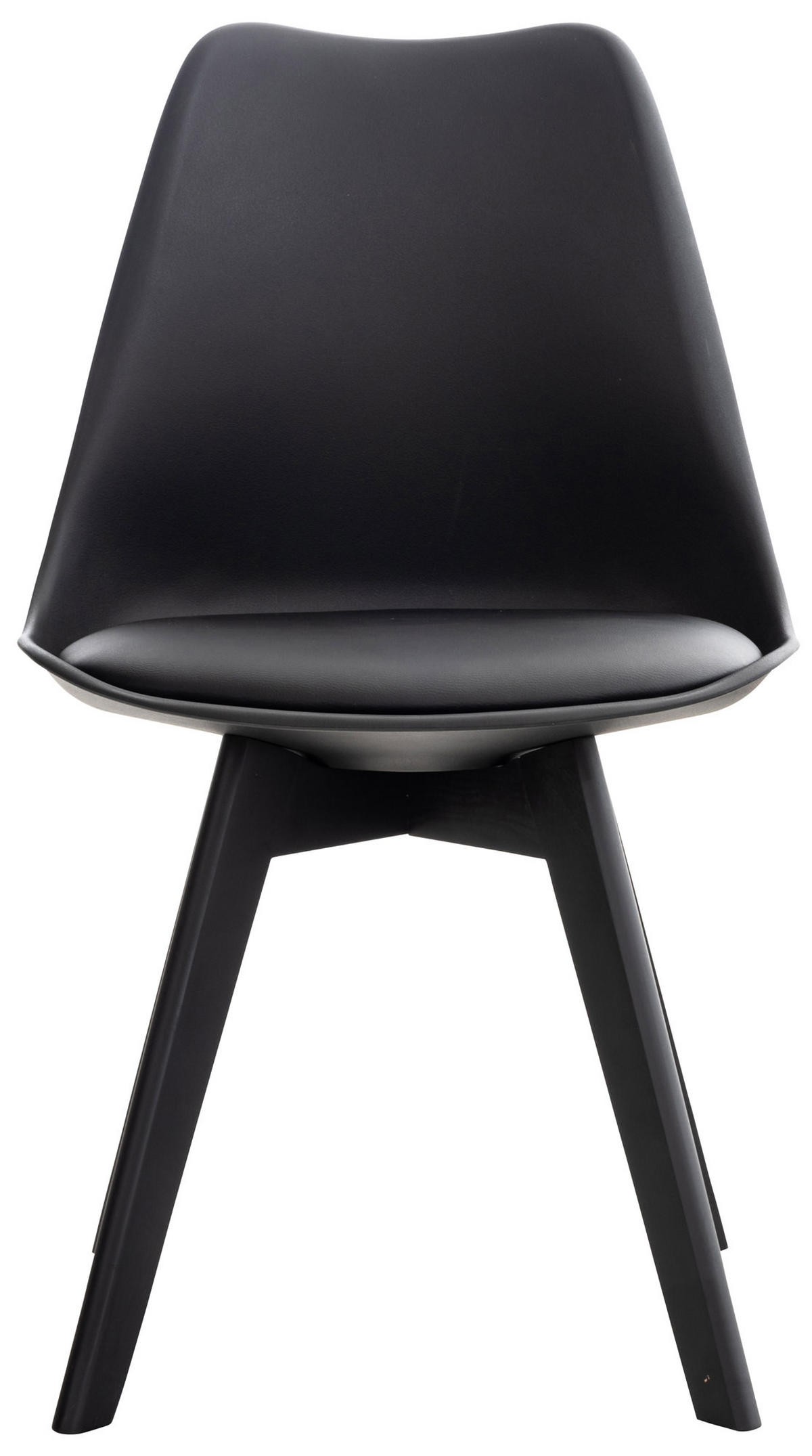 STUHL 4er Set Kunststoff schwarz/schwarz - Eukalyptusholzfarben/Schwarz, Holz/Kunststoff (49/83/50cm) - CLP