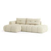 ECKSOFA FLUMA L-S Creme Boucle-Stoff mit Schlaffunktion - Creme, Holz (279/158cm) - MASSENO
