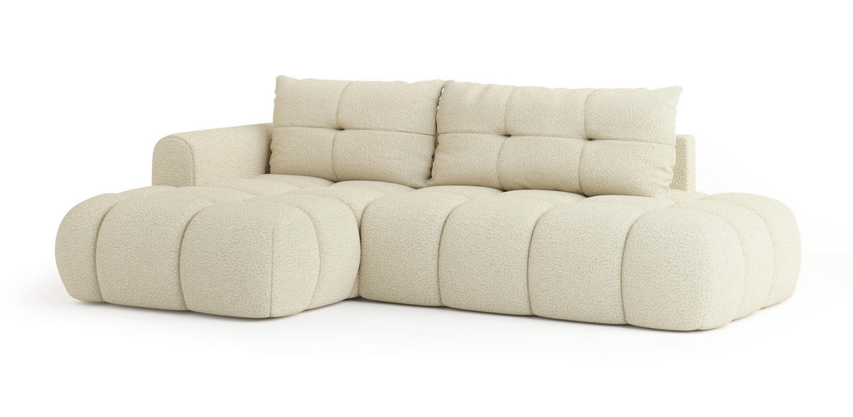 ROHOVÁ SEDAČKA FLUMA krémová - černá/krémová, dřevo/textil (279/158cm) - MASSENO